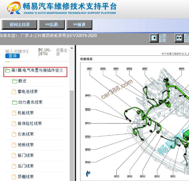 2019-2020年江铃易至EV3全车元件位置资料