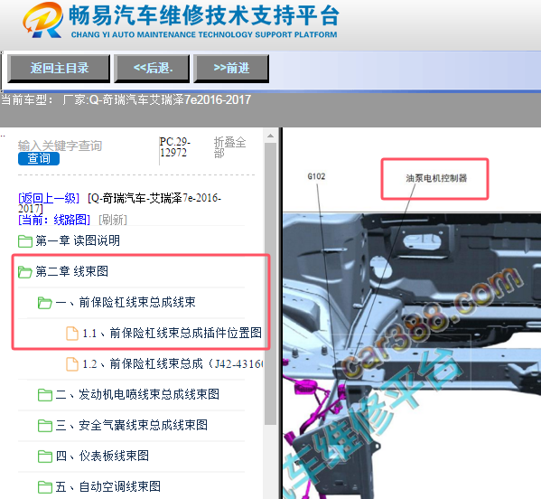 2016年奇瑞艾瑞泽7e 油泵电机控制器位置