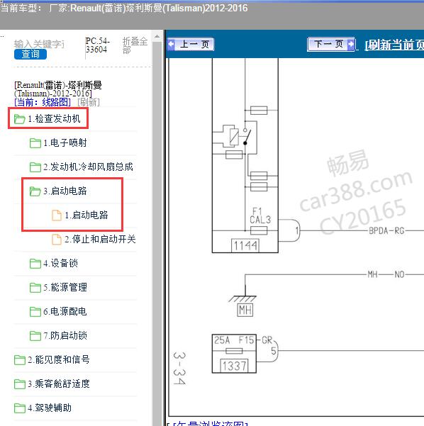 2012-2016年Renault(雷诺)-塔利斯曼(Talisman) 启动电路图