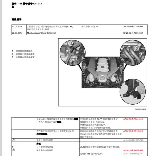 2015年奔驰E250水箱散热排放空气资料
