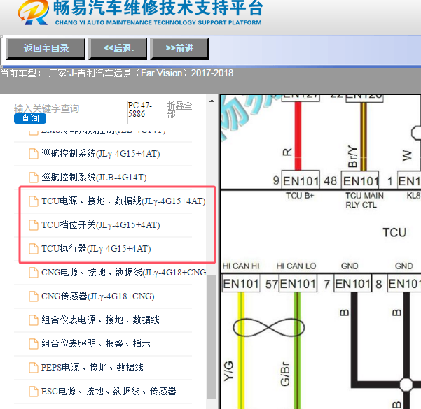 2017年吉利汽车远景变速箱电路图