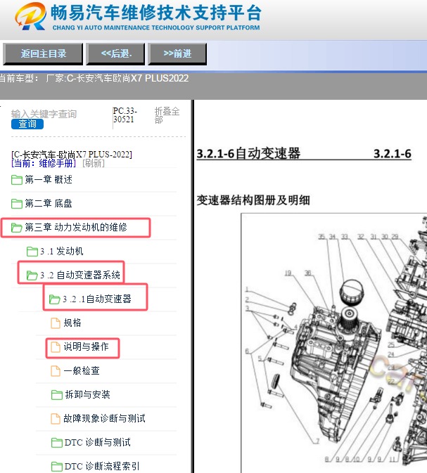 2022年长安欧尚X7 PLUS 双离合变速箱资料