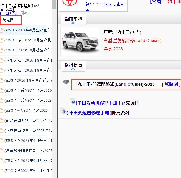 2023年丰田酷路泽全车电路图