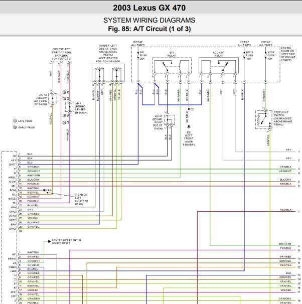 2003年雷克萨斯GX470 变速箱电路图