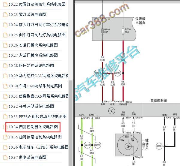 2018-2019年北京BJ40 四驱电路图