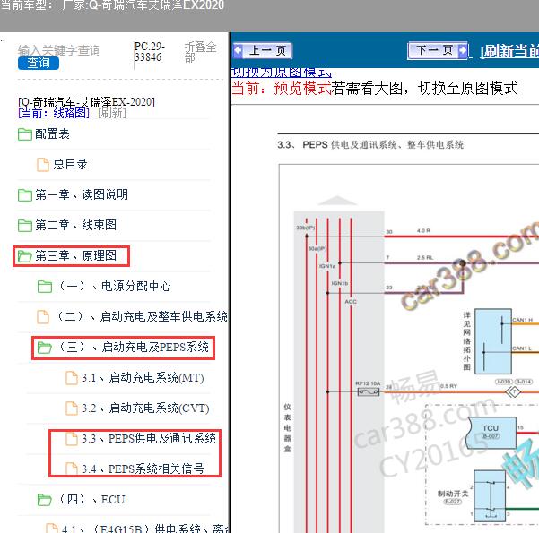 2020年奇瑞汽车-艾瑞泽EX PEPS电路图