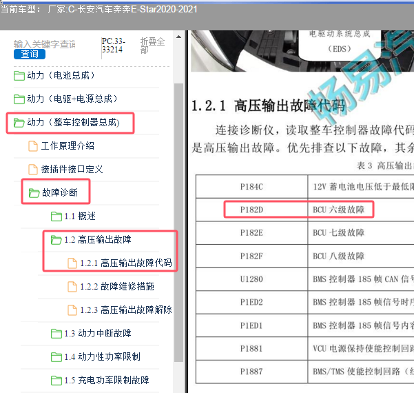2020年长安汽车奔奔E-Star故障码P182D维修手册