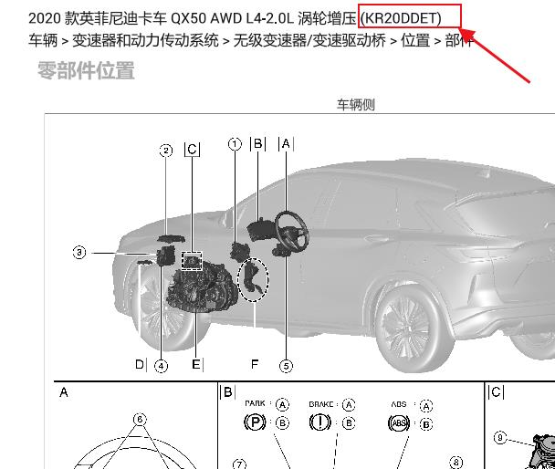 2020年英菲尼迪QX50换挡执行器继电器位置资料