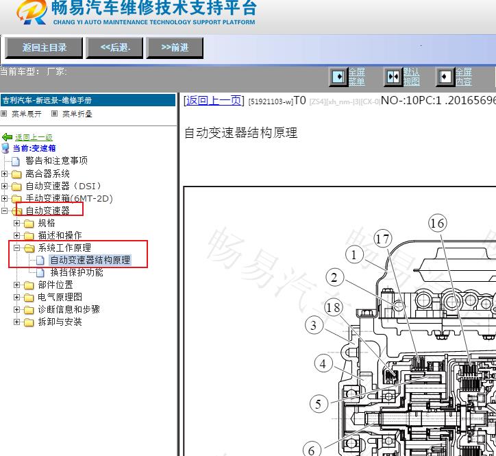 2017-2018年吉利远景变速箱结构图