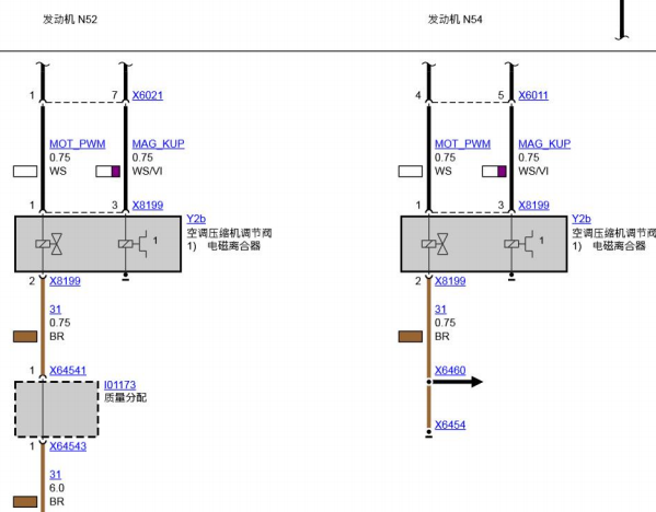 2009年宝马X6空调压缩机和JBE电路图