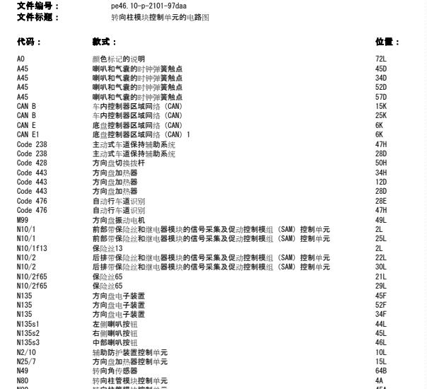 2013年奔驰E260L转向柱模块电路图