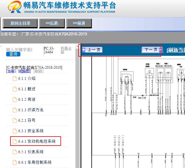2018-2019年长安欧尚X70A发动机电路图