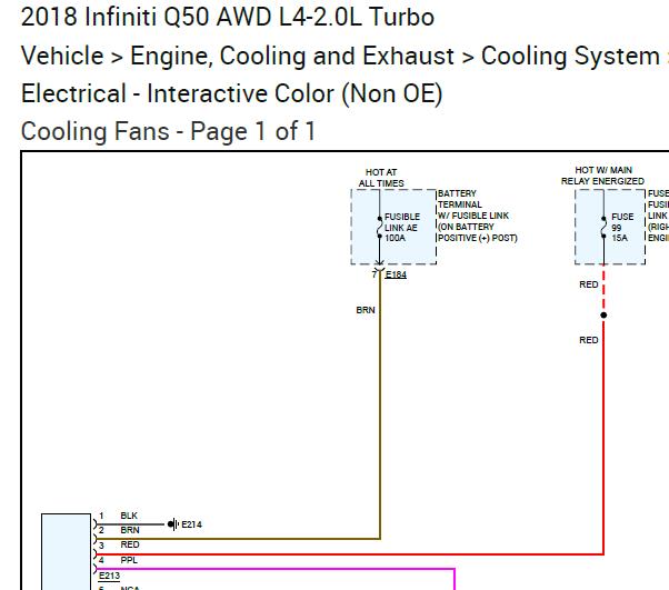 2018年英菲尼迪Q50发动机冷却系统电路图