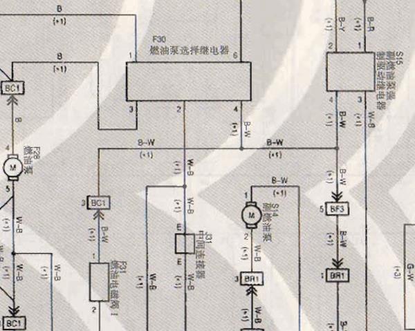 2003年福特酷路泽主副油箱电路图