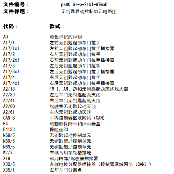 2008年奔驰GL450遥控智能钥匙电路图