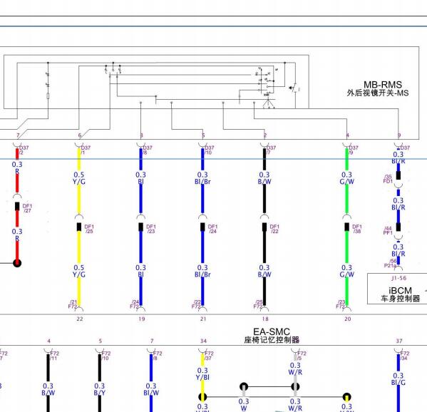 2022年长安CS75 PLUS后视镜电路图