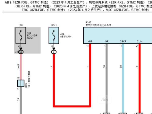 2023年丰田卡罗拉ABS电路图