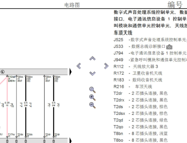2022年奥迪Q5L紧急呼叫系统电路图资料