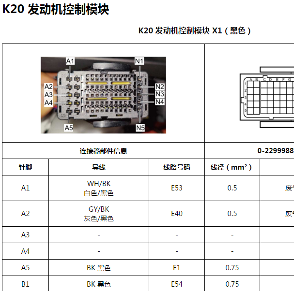 2023年五菱-星云 65+65针发动机针脚资料