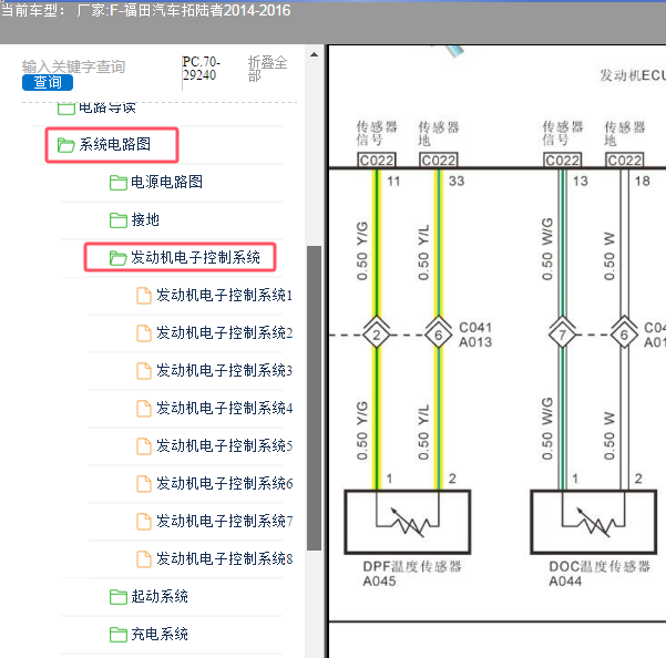 2016年福田拓陆者排放控制系统电路图