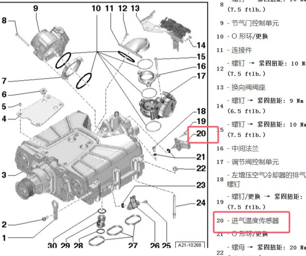 2016年保时捷卡宴进气温度传感器位置