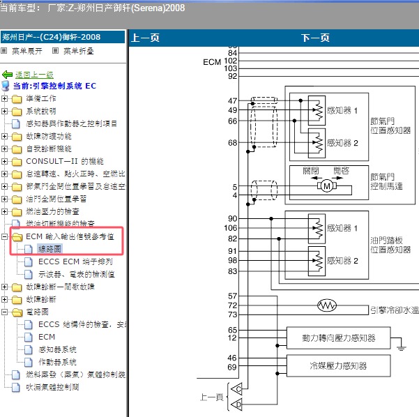 2008年日产御轩 发动机电路图