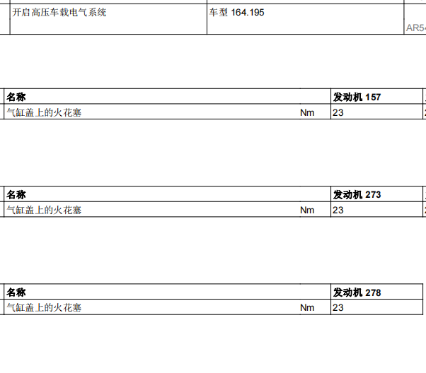 2019年奔驰GLS450火花塞扭矩资料
