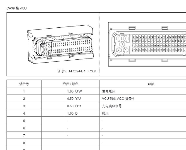 华晨鑫源T20S EV整车控制器电路图和针脚资料