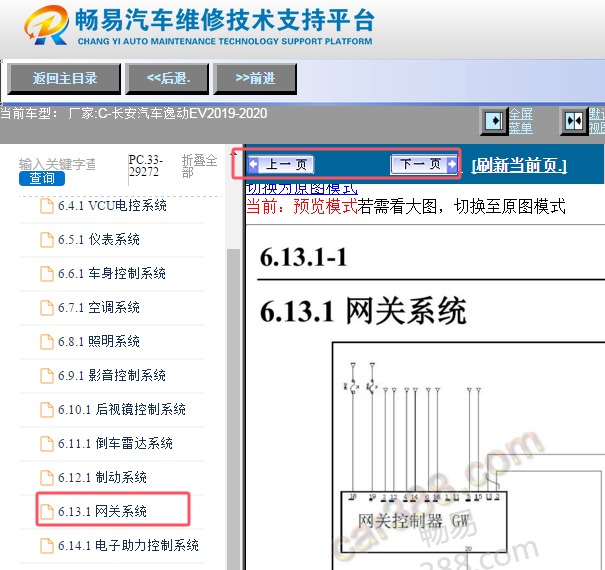 2019-2020年长安逸动EV网络通讯电路图