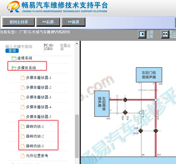 2019年长城魏派VV6后门扬声器电路图