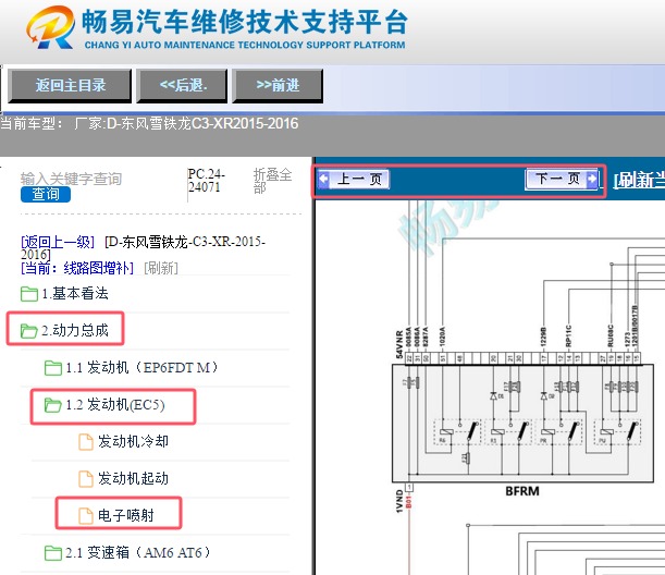 2015-2016年雪铁龙C3-XR发动机电路图