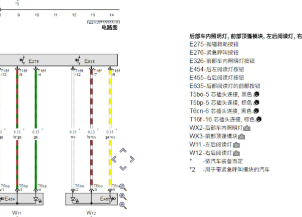 2020年奥迪A6L阅读灯电路图
