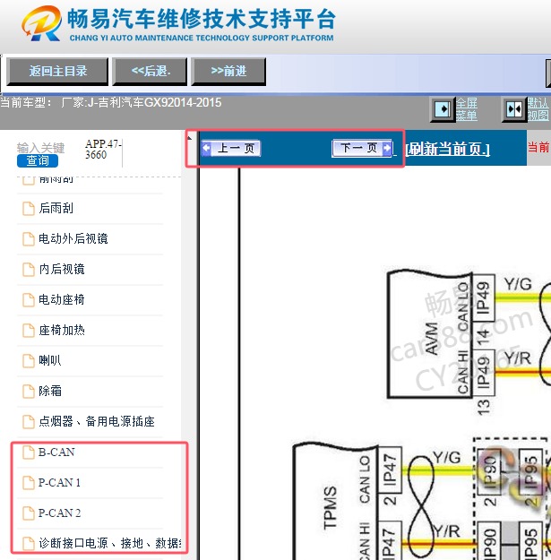 2014-2015年吉利GX9网络通讯电路图