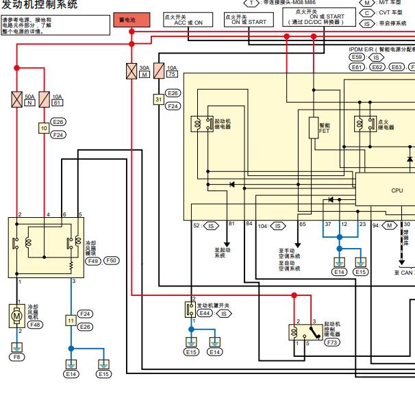 2021年日产轩逸HR16发动机冷风风扇电路图