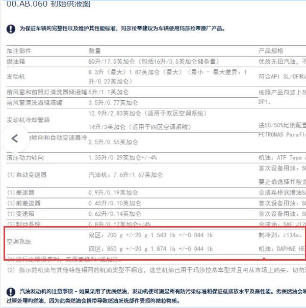 2018年玛拉莎蒂莱万特制冷剂加注量
