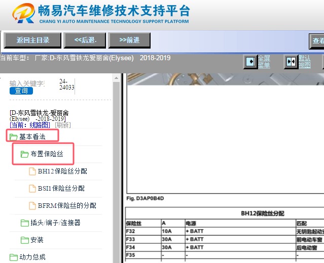 2018-2019年雪佛兰爱丽舍保险丝继电器资料
