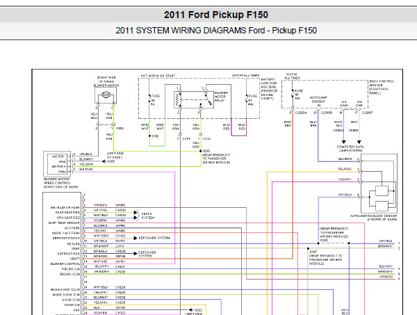 2011年福特猛禽F150空调电路图和维修手册资料