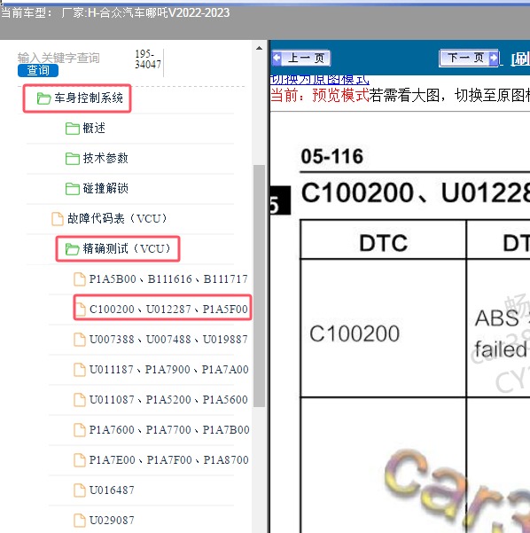 2022-2023年合众汽车-哪吒V C100200故障码资料