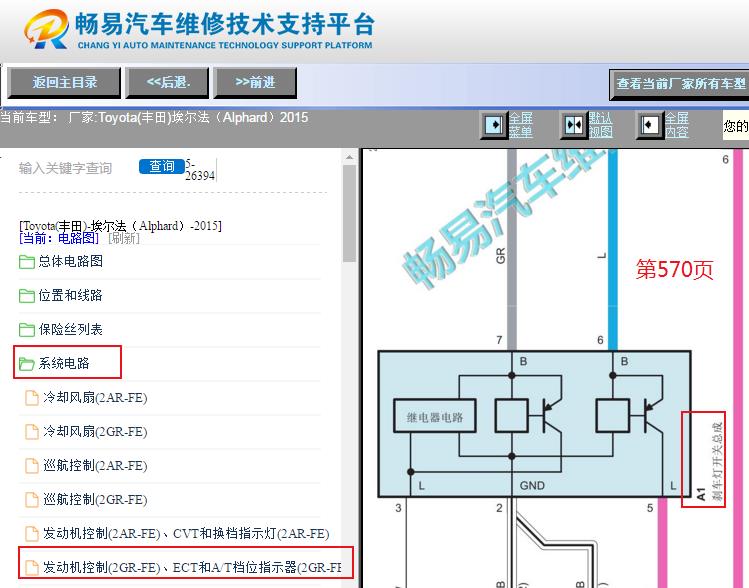 2015年丰田埃尔法刹车灯开关电路图