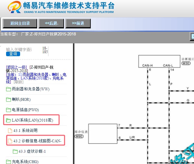 2015-2018年郑州日产锐骐网络通讯电路图