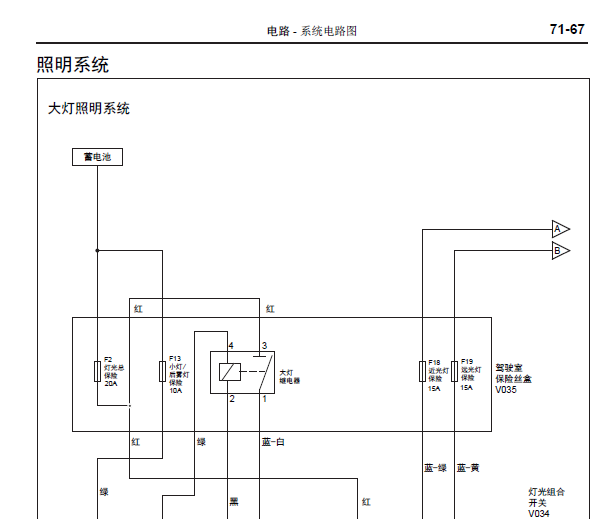 2015年福田伽途V系列照明和雨刮电路图