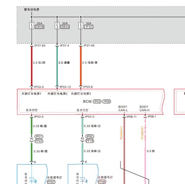 2021年天际EM5 7线日行灯电路图