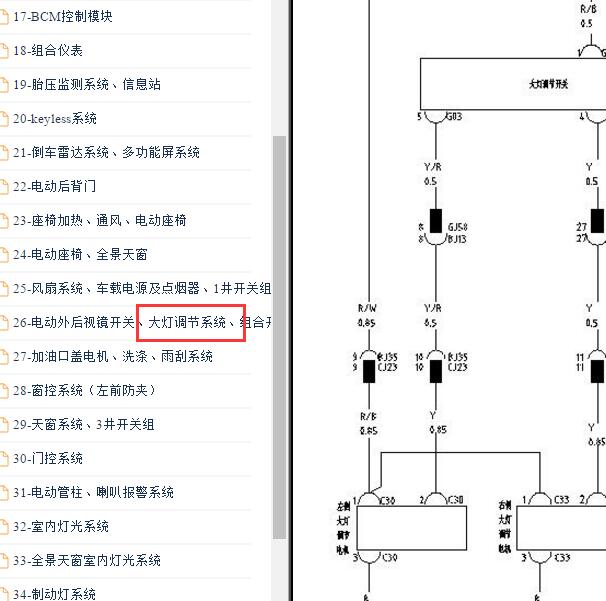 2017年比亚迪S7大灯调节电路图