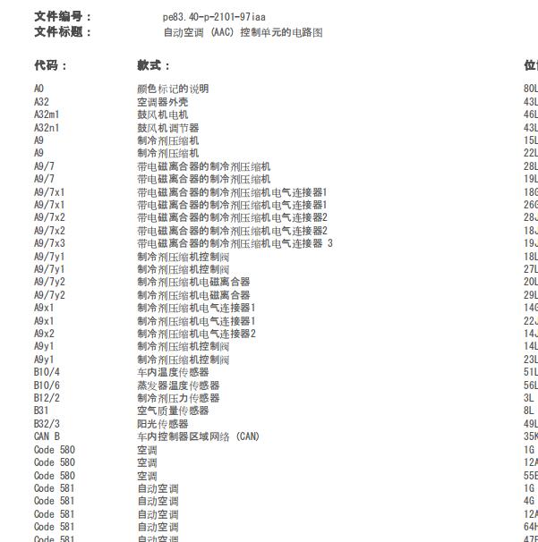 2014年奔驰CLA 260 空调冷气电路图