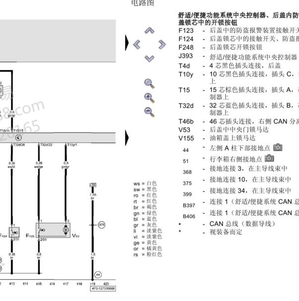 2008-2009年奥迪A6尾门开关电路图