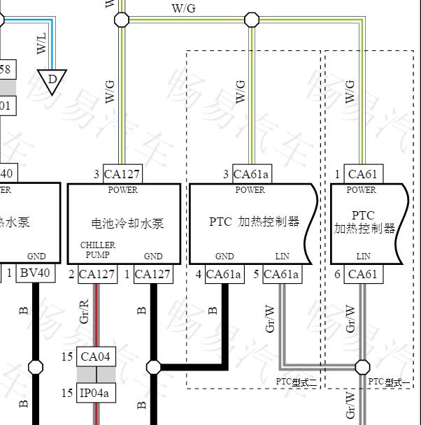 2019-2020年吉利帝豪EV500 PTC加热器电路图