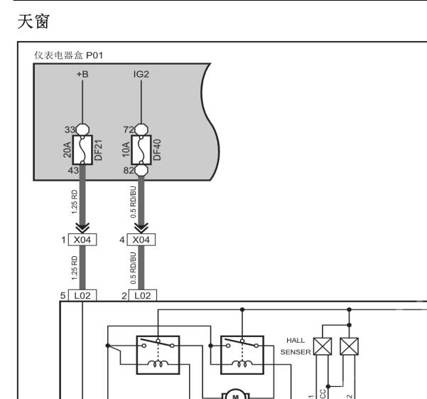 2021年长安逸动DT天窗电路图