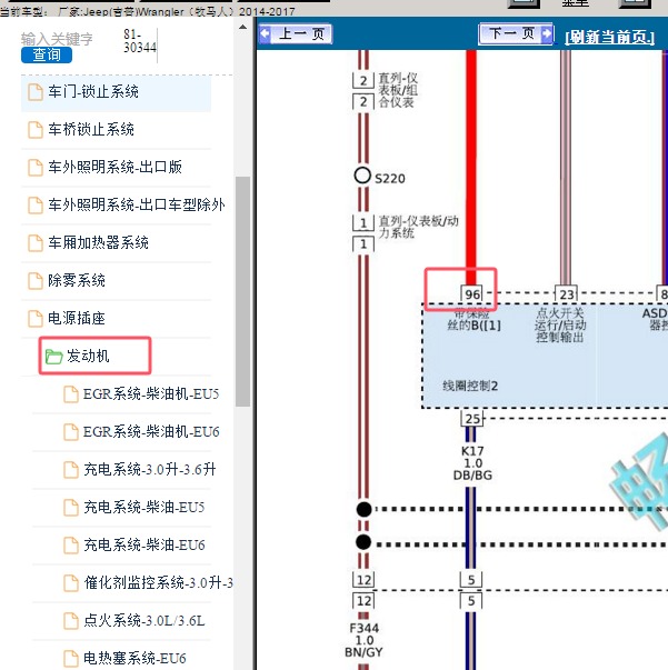 2014-2014年吉普牧马人 发动机电路图