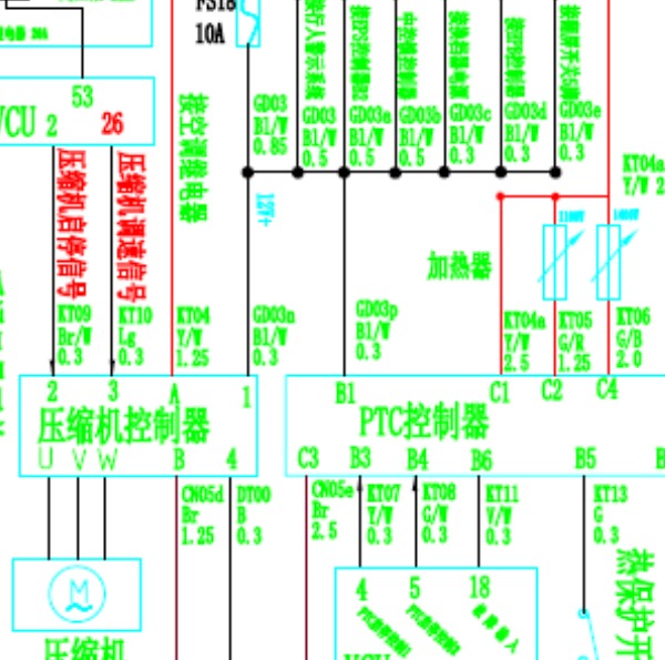 2017年东风小康EC36 PTC加热器电路图