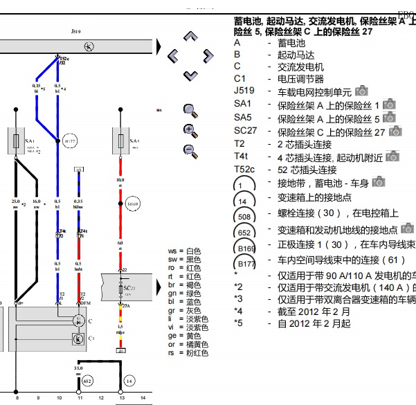2011年大众高尔夫起动机电路图